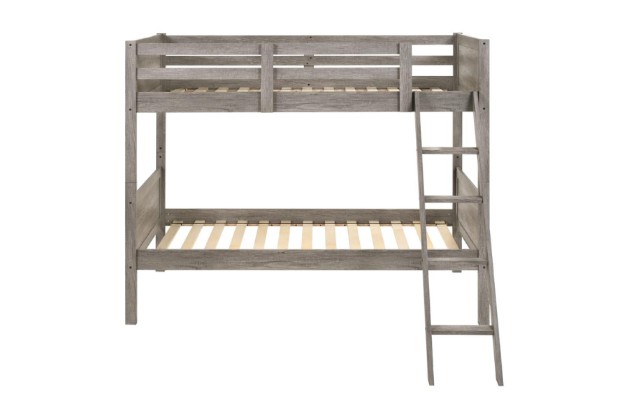 Ryder Wood Twin Over Twin Bunk Bed Weathered Taupe 400818