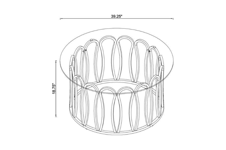 Monett Round Glass Top Coffee Table Chocolate Chrome 708058 Comming Soon