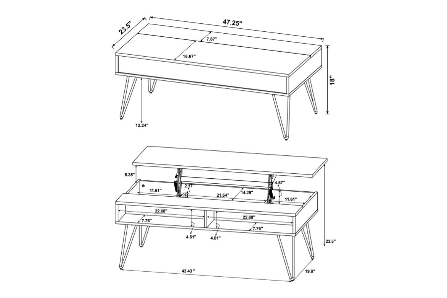 Fanning Engineered Wood Lift Top Coffee Table Golden Oak 723368 Comming Soon