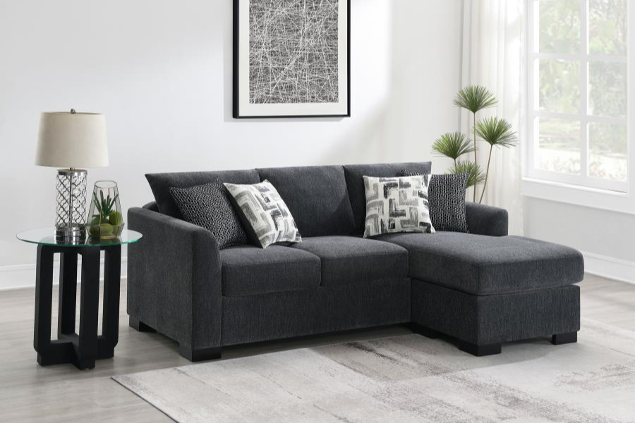 Storey Upholstered Sleeper Sectional Chaise Sofa Dark Grey 504777