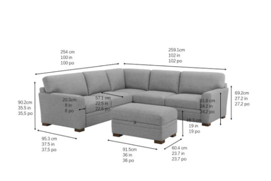 Thomasville Langdon Fabric Sectional with Storage Ottoman 1695544