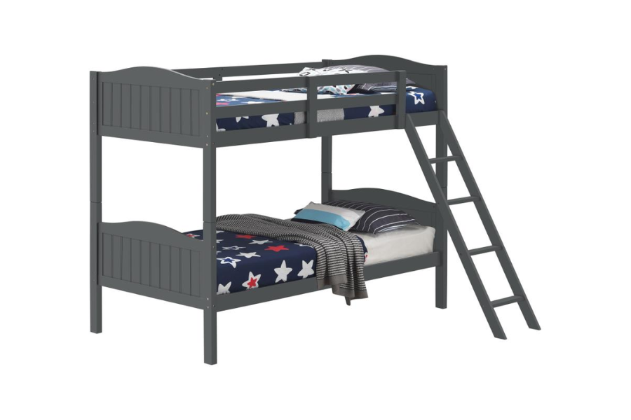 Arlo Wood Twin Over Twin Bunk Bed Grey 405053GRY