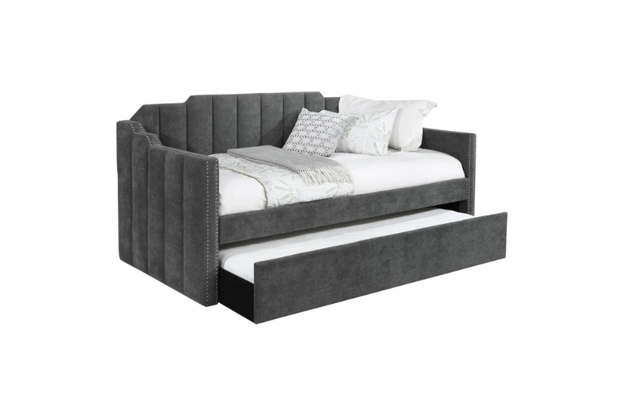 Kingston Upholstered Twin Daybed with Trundle Charcoal 315962