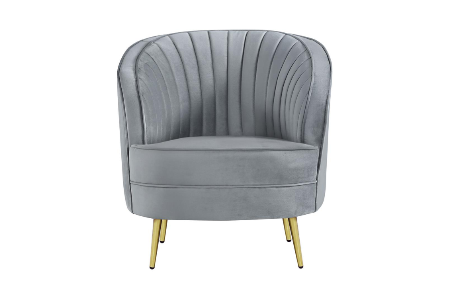 Sophia Upholstered Channel Tufted Barrel Accent Chair Grey 506866