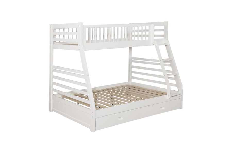 Ashton 2-drawer Wood Twin Over Full Bunk Bed White 460180