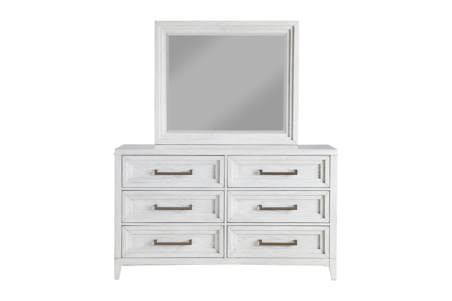 Marielle 6-drawer Dresser with Mirror Distressed White 224843M