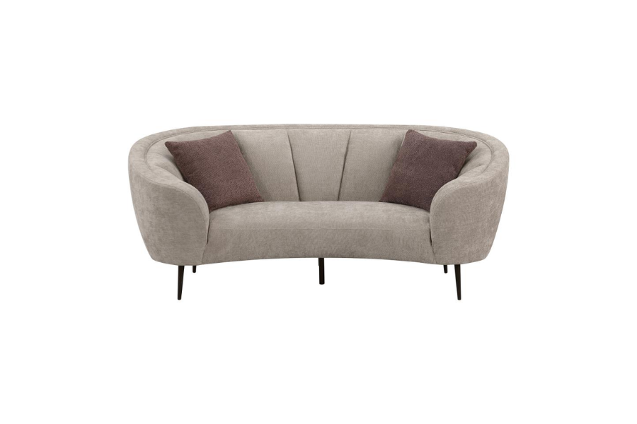 Ellorie Upholstered Channel Back Curved Loveseat Beige 504838