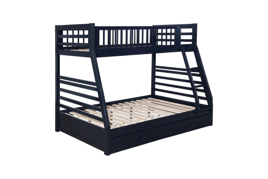 Ashton 2-drawer Wood Twin Over Full Bunk Bed Navy Blue	460181