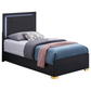 Cama doble con paneles LED de madera Marceline en color negro 222831T 