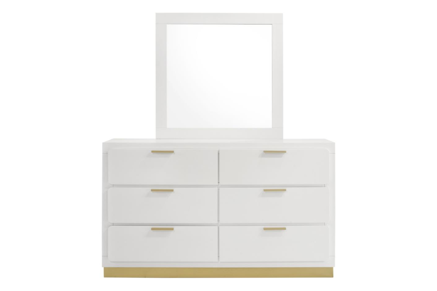 Caraway 6-drawer Dresser with Mirror White	224773M