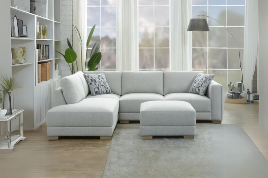 Drayden Fabric Sectional with Ottoman Floor Model