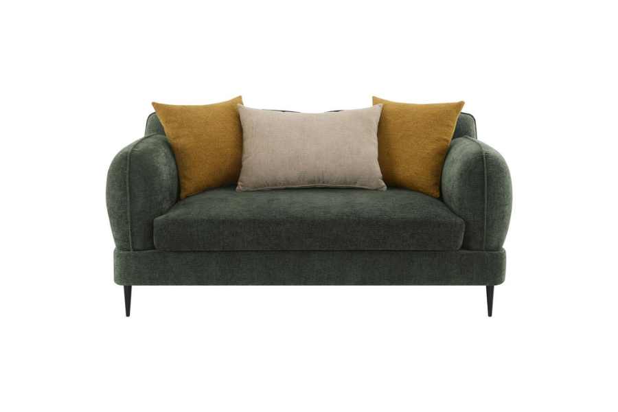 Jade Chenille Upholstered Modern Track Arm Loveseat Green 509132