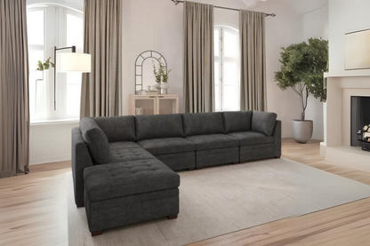 Thomasville Tisdale Modular Sectional 5-piece Boucle with Storage Ottoman Floor Model