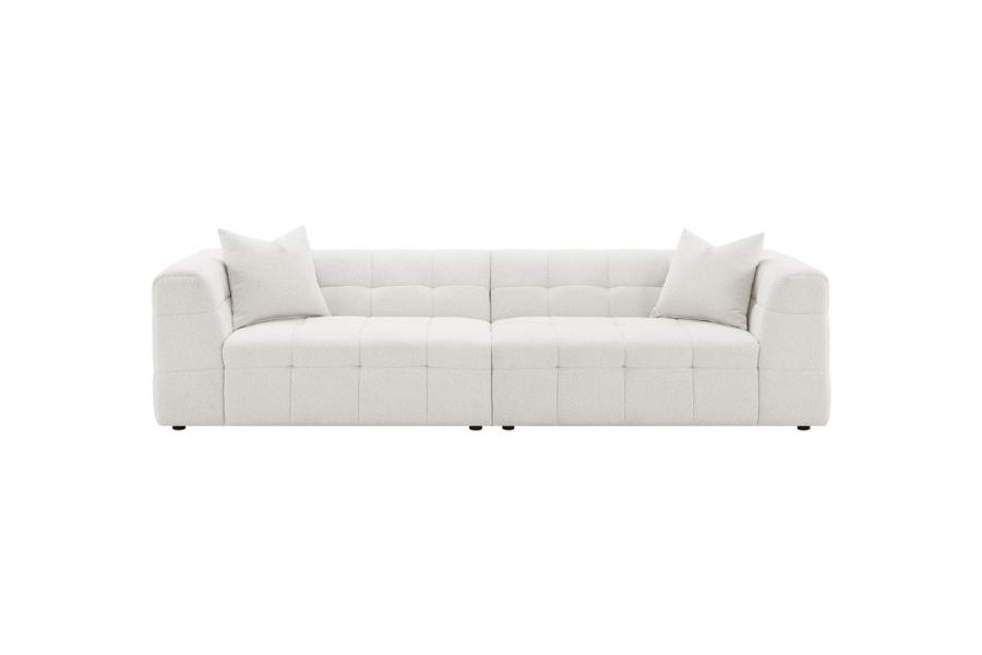 Everly Boucle Upholstered Extra Long Sofa Off White 504850