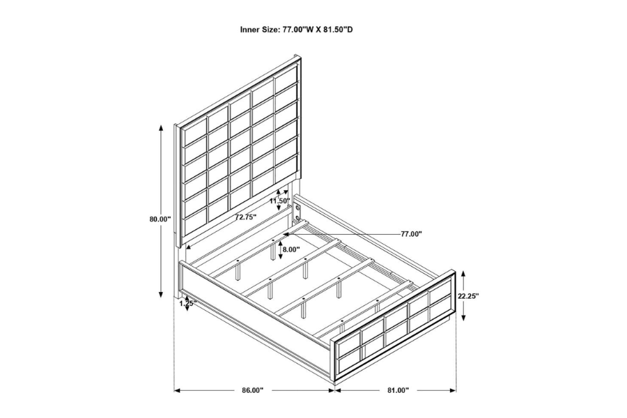 Durango 77-inch Eastern King Panel Bed Smoked Peppercorn 223261KE