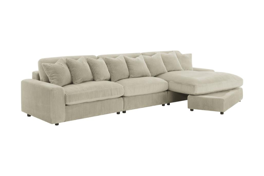 Sofá chaise longue reversible tapizado Blaine en color arena 509899-SET 