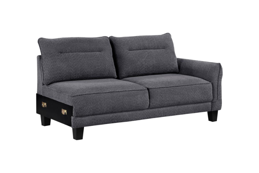 Caspian Upholstered Curved Arm Chaise Sectional Sofa Grey 509540