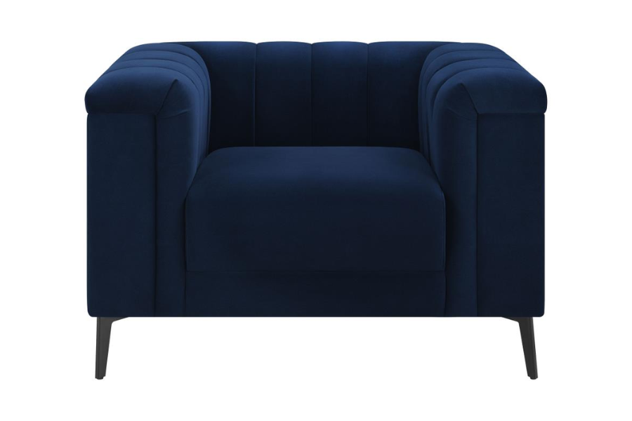 Chalet Upholstered Tuxedo Arm Tufted Chair Blue	509213