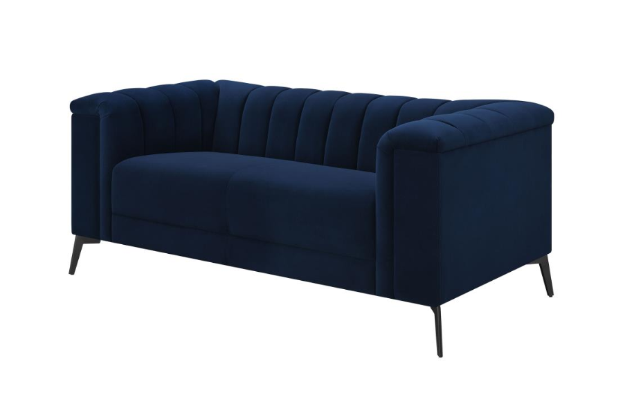 Chalet Upholstered Tuxedo Arm Tufted Loveseat Blue 509212