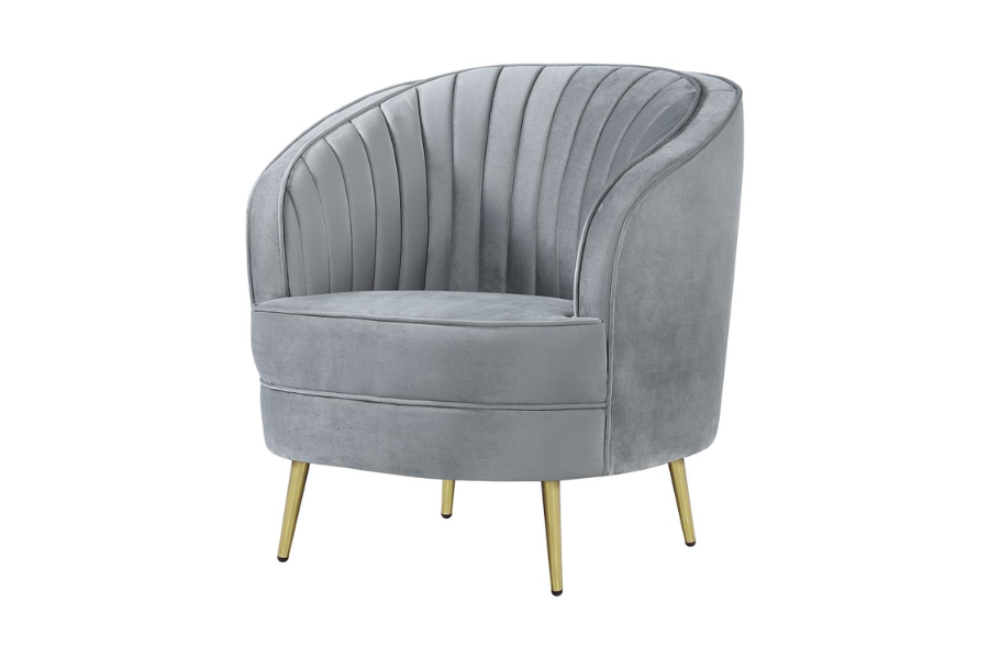 Sophia Upholstered Channel Tufted Barrel Accent Chair Grey 506866