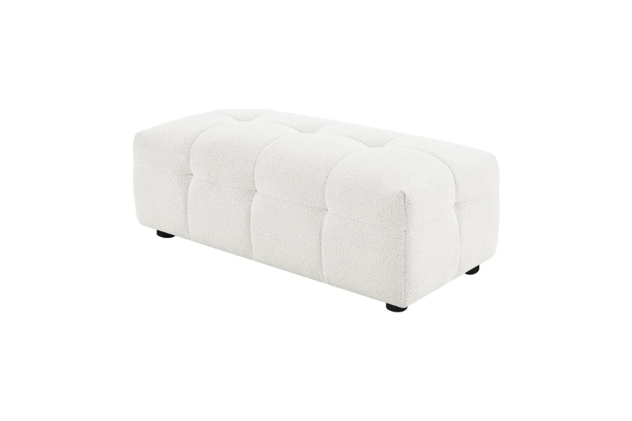 Everly Boucle Upholstered Rectangular Ottoman Off White 504854