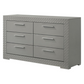 Ives 6-drawer Dresser Cabinet Grey High Gloss 224973