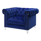 Bleker Upholstered Tuxedo Arm Tufted Accent Chair Blue 509483