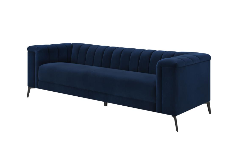 Chalet Upholstered Tuxedo Arm Tufted Sofa Blue 509211