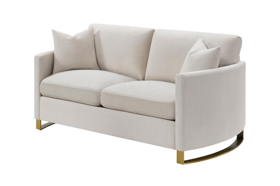 Corliss Upholstered Arched Arm Loveseat Beige 508822