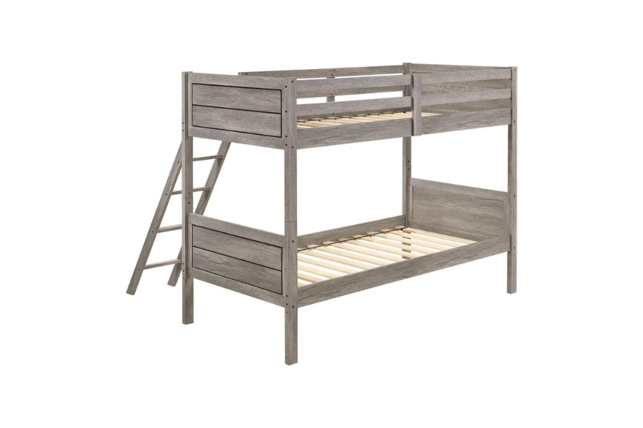 Ryder Wood Twin Over Twin Bunk Bed Weathered Taupe 400818