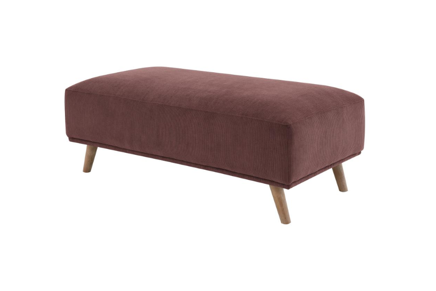 Elizabeth Corduroy Upholstered Ottoman Wine Red 503959