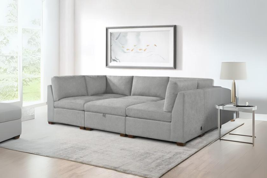 Thomasville Rockford 6-piece Fabric Modular Sectional with 2 Power Footrests Floor Model