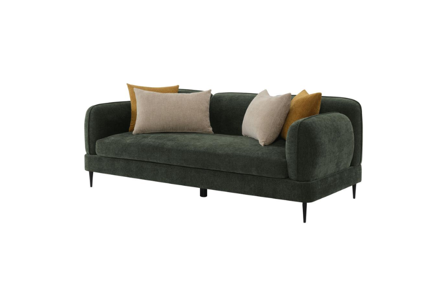 Jade Chenille Upholstered Modern Track Arm Sofa Green 509131