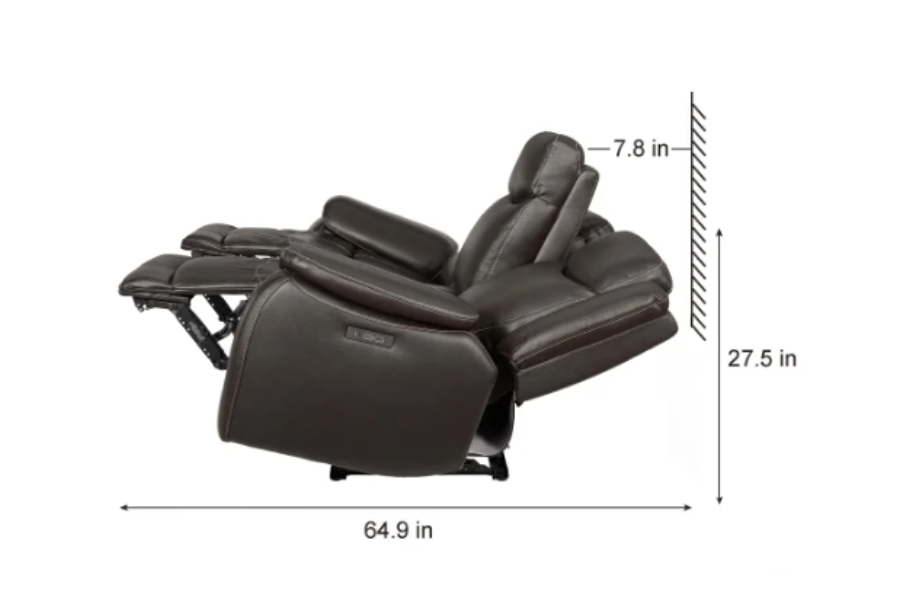 Loveseat reclinable eléctrico de cuero Harvey con reposacabezas eléctricos