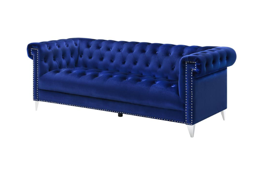 Bleker Upholstered Tuxedo Arm Tufted Sofa Blue 509481