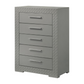 Ives 5-drawer Bedroom Chest of Drawers Grey High Gloss 224975