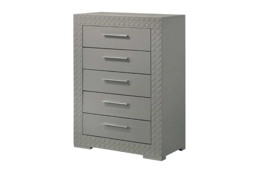 Ives 5-drawer Bedroom Chest of Drawers Grey High Gloss 224975