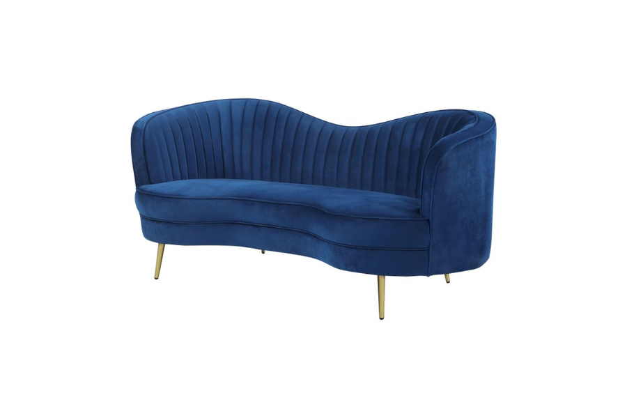 Sophia Upholstered Channel Tufted Loveseat Blue 506862