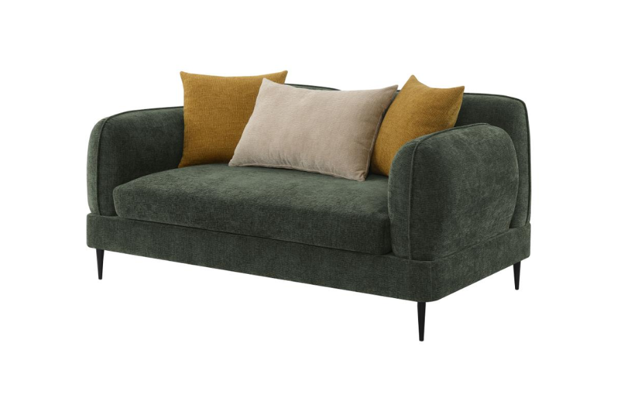 Jade Chenille Upholstered Modern Track Arm Loveseat Green 509132