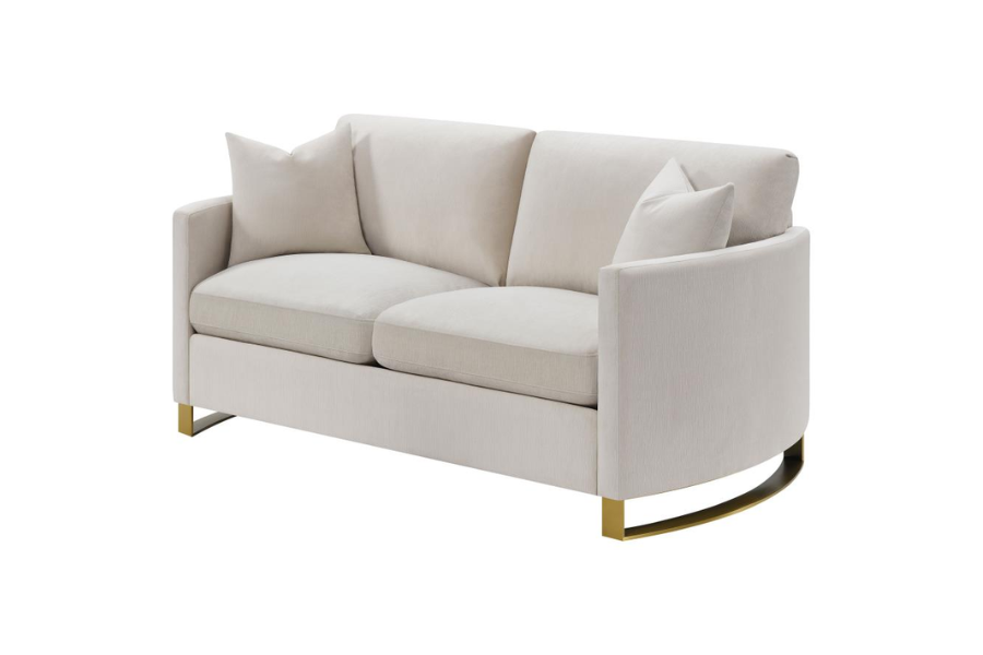 Corliss Upholstered Arched Arm Loveseat Beige 508822