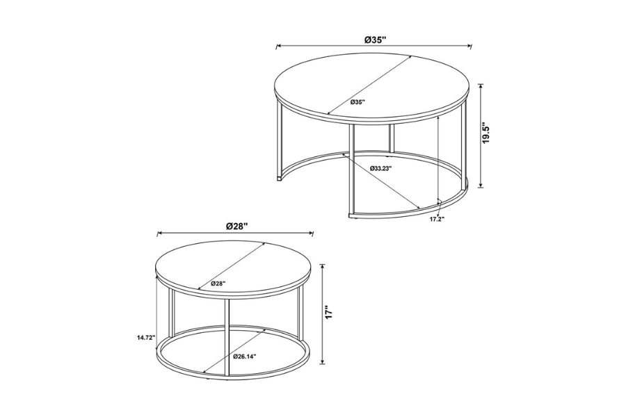 Lainey 2-piece Round Faux Marble Nesting Coffee Table Grey 736028 Comming Soon