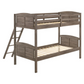 Flynn Wood Twin Over Twin Bunk Bed Weathered Brown 400808