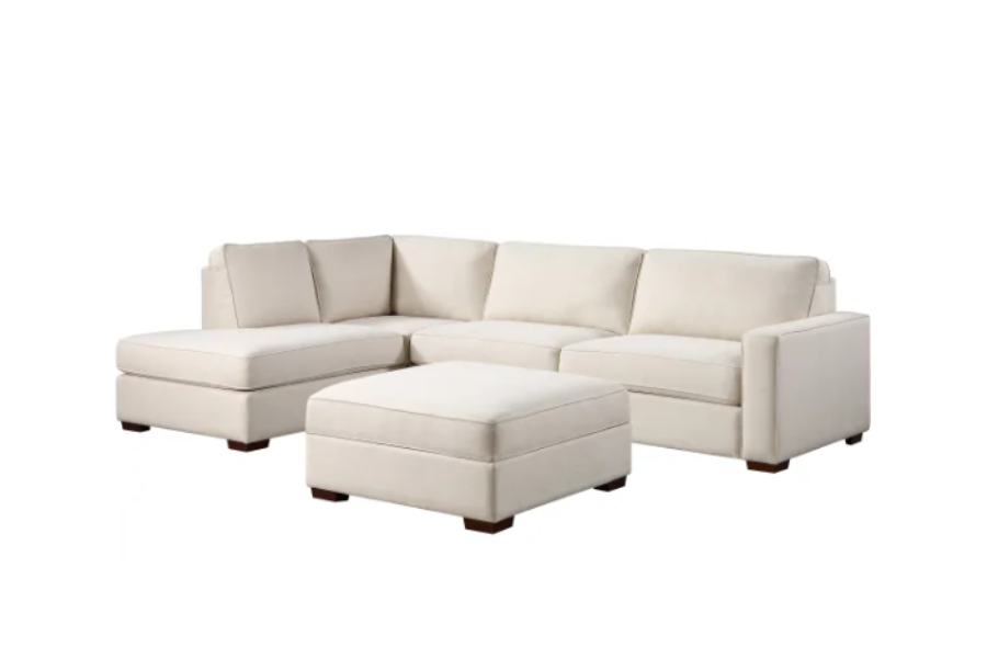 Abilen Fabric Sectional with Storage Ottoman