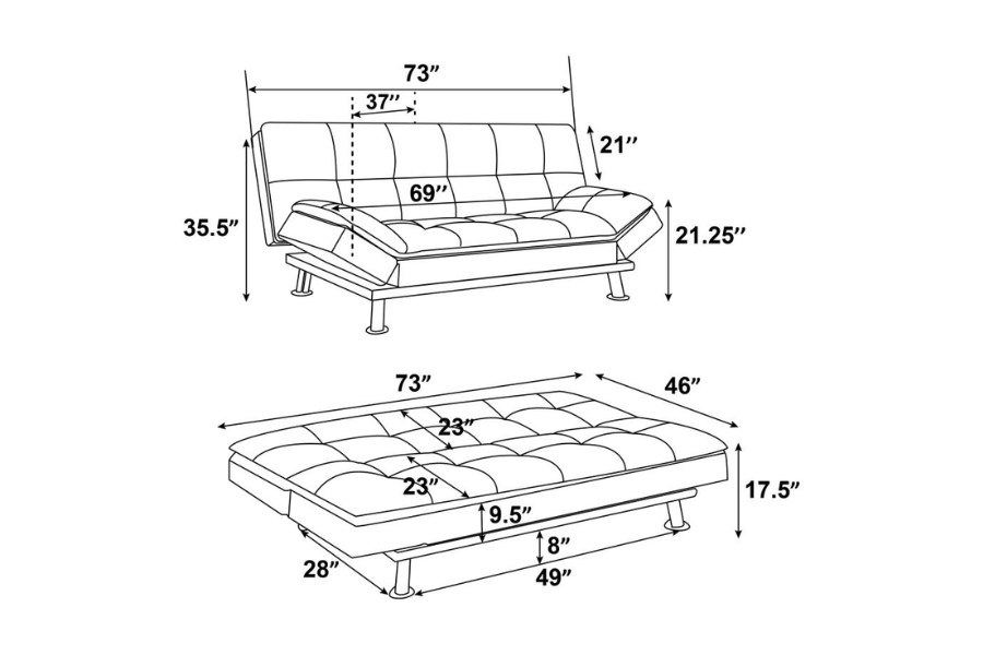 Sofá cama convertible con mechones y tapizado Dilleston en color blanco 300291 