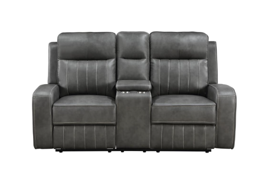 Raelynn Upholstered Track Arm Motion Loveseat Grey	603192