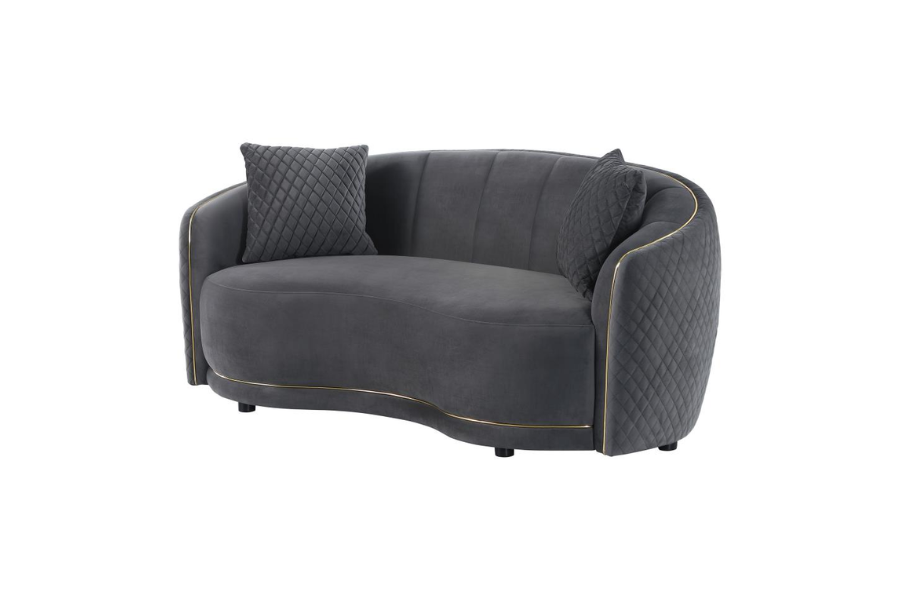 Brookside Velvet Upholstered Curved Loveseat Dark Grey 504845 Comming Soon