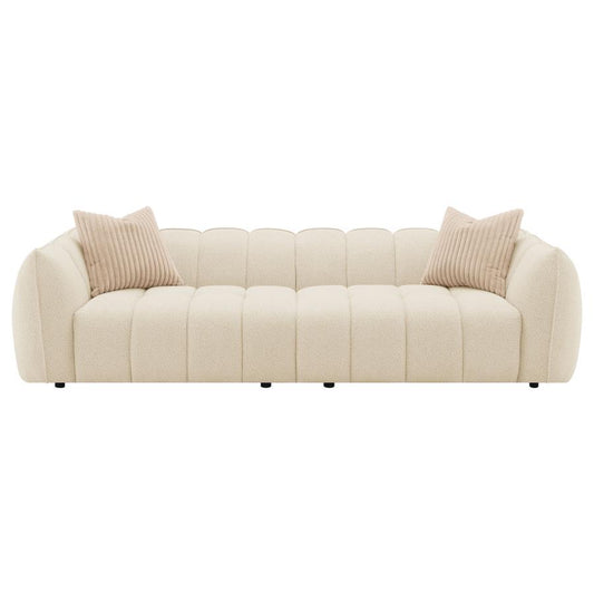 Winchester Boucle Upholstered Extra Long Sofa Sand Pebble 503997