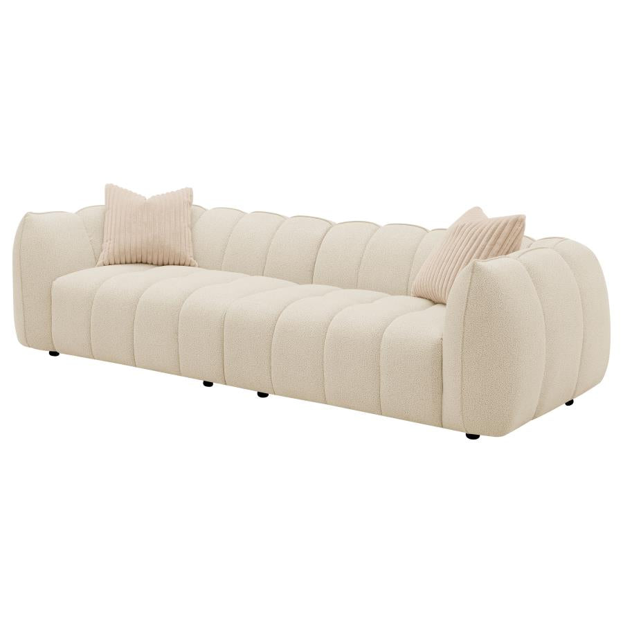 Winchester Boucle Upholstered Extra Long Sofa Sand Pebble 503997