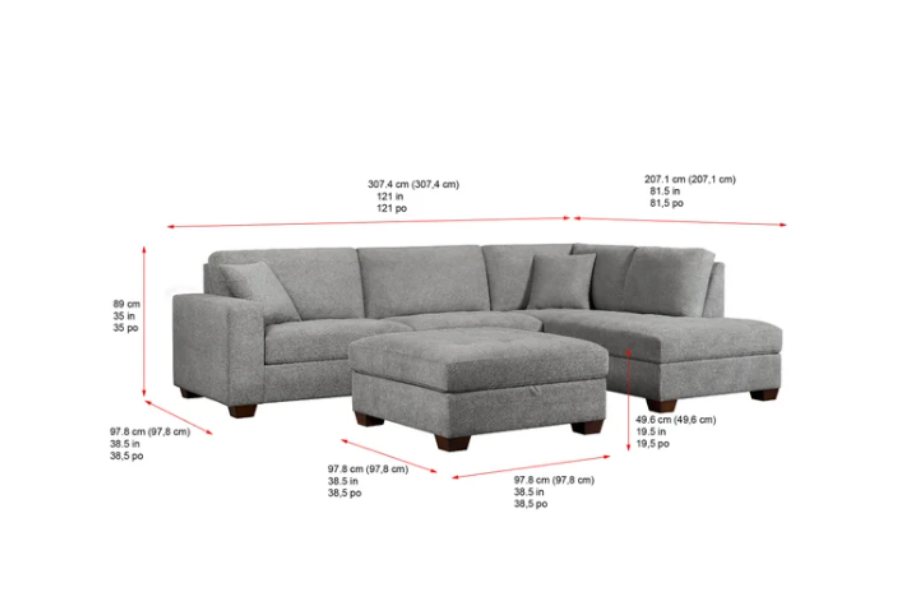 Thomasville Miles Fabric Sectional with Storage Ottoman