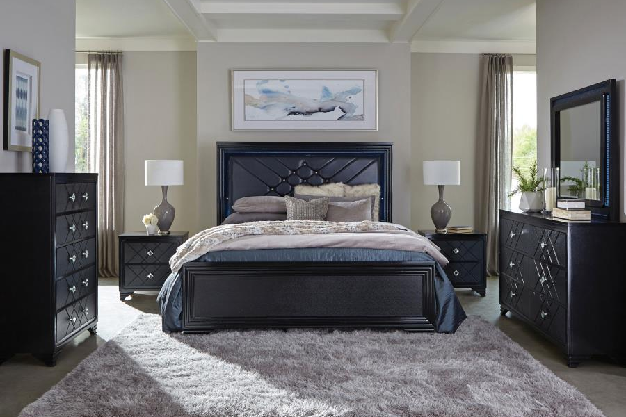 Penelope Wood California King LED Panel Bed Midnight Star 223571KE Coming Soon